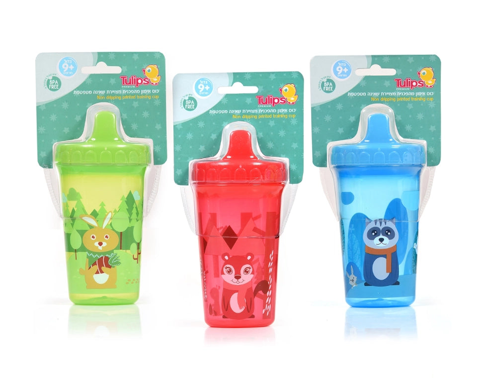 כוס אימון מהפכנית מצוירת שאינה מטפטפת