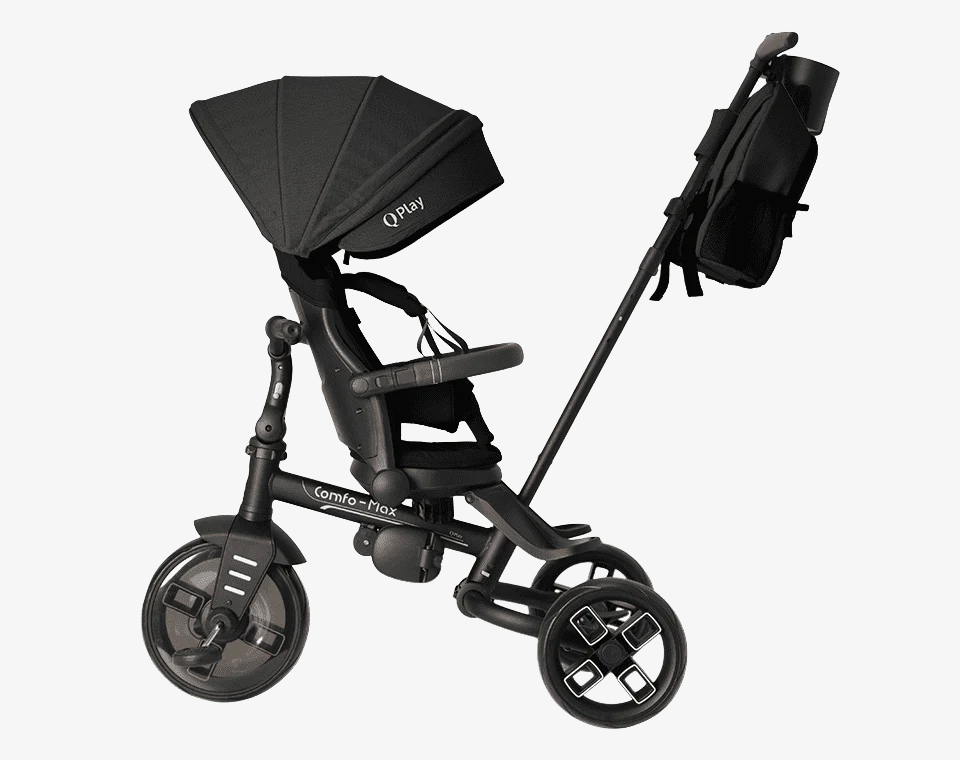 תלת אופן מתקפל מסתובב Comfo Max שחור מהצד