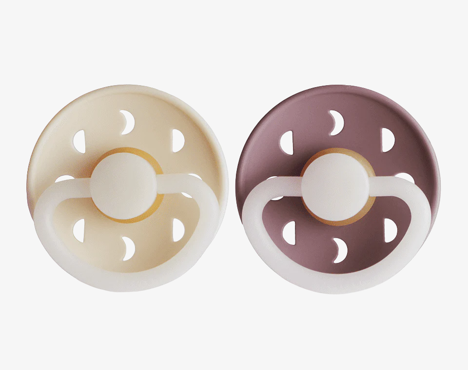 זוג מוצצי גומי MOON Night- Cream/ Twilight Mauve