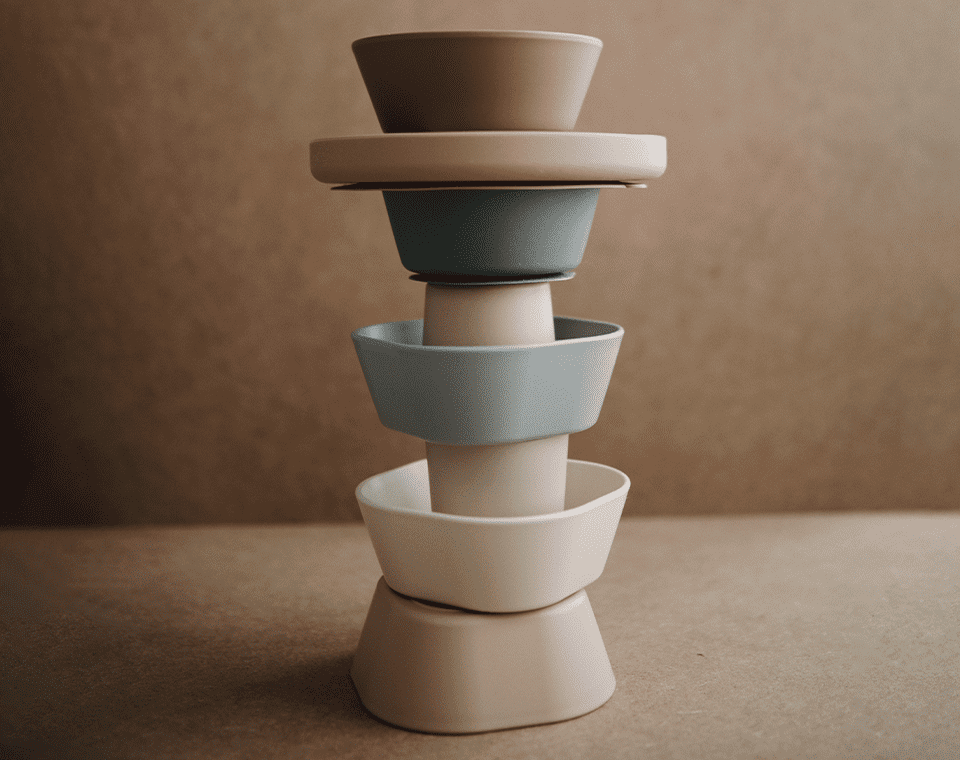 זוג קערות מרובעות Ivory