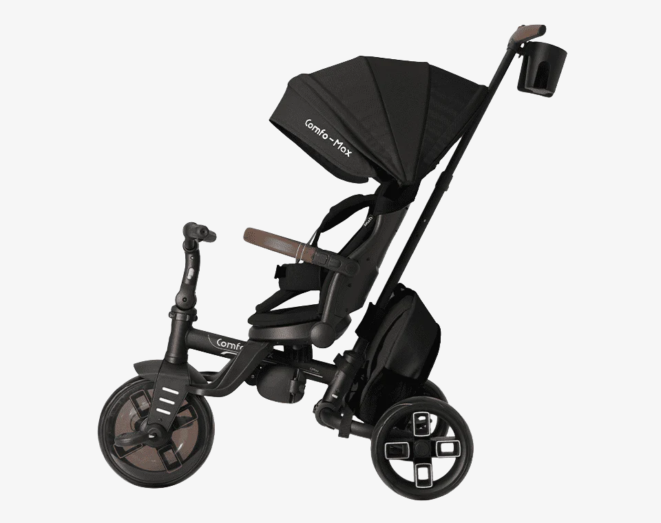 תלת אופן מתקפל מסתובב Comfo Max שחור בפרופיל נטוי