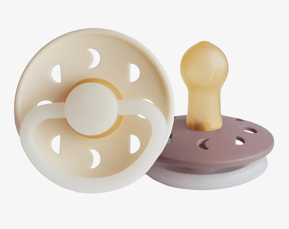 זוג מוצצי גומי MOON Night- Cream/ Twilight Mauve