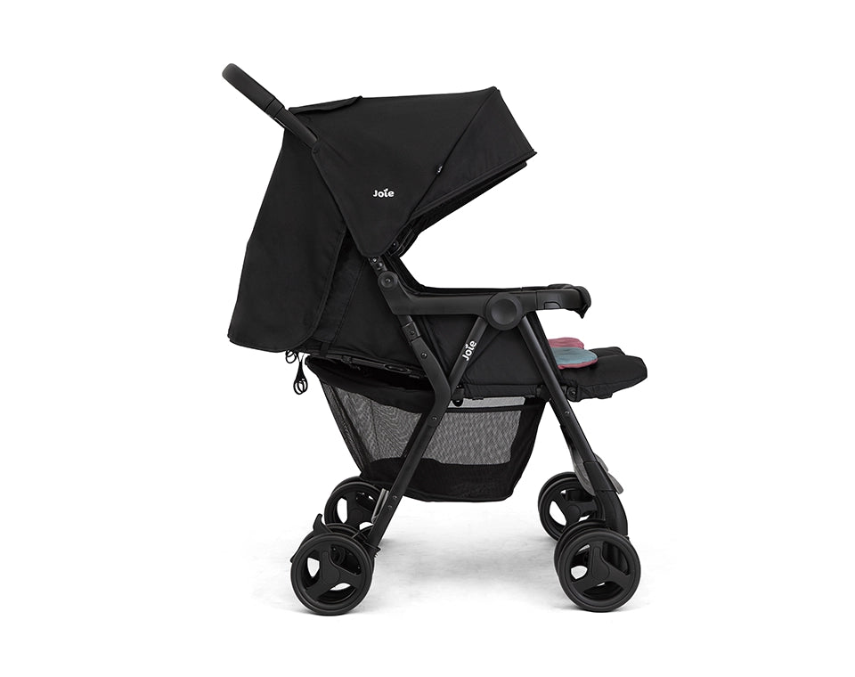 עגלת תאומים AIRE שחור ידית עור/ Shale