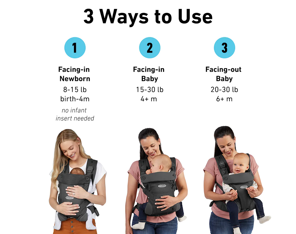 מנשא לתינוק Cradle Me Lite 3-in-1 שחור אפור