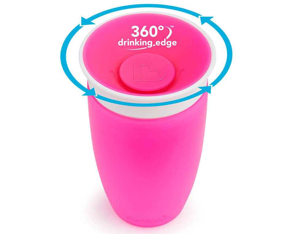 כוס הפלא 360° בנפח 296 מ''ל עם מכסה הגייני ורוד