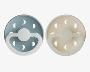 זוג מוצצים MOON Night- Stone Blue/ Cream