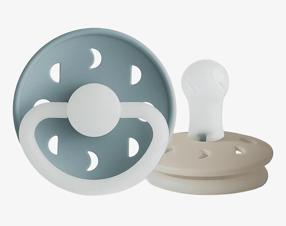 זוג מוצצים MOON Night- Stone Blue/ Cream