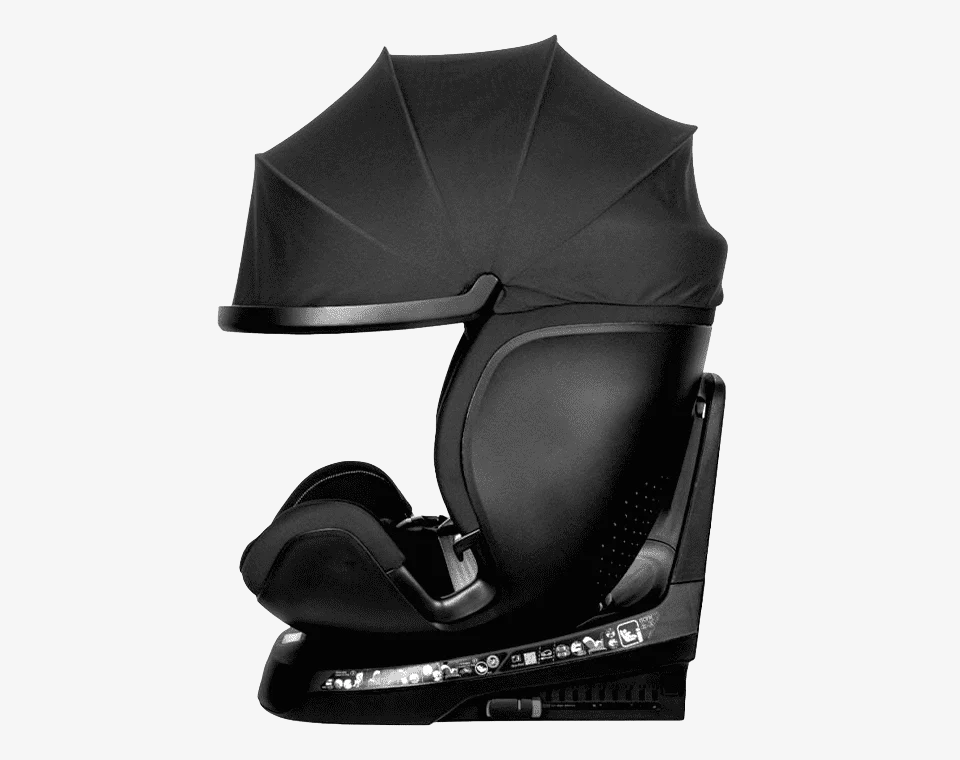 כיסא בטיחות מסתובב 360° משולב בוסטר עם גגון Swivel-Grow Max שחור