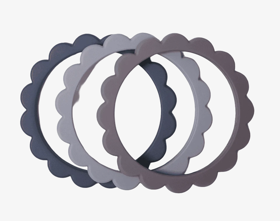 שלישיית צמידי פרח נשכנים Dove Gray/Steel/Stone