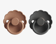 זוג מוצצי גומי DAISY- Graphite/ Peach Bronze