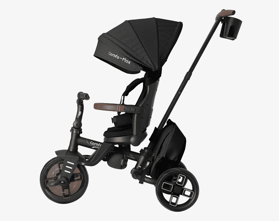 תלת אופן מתקפל מסתובב Comfo Max שחור בפרופיל