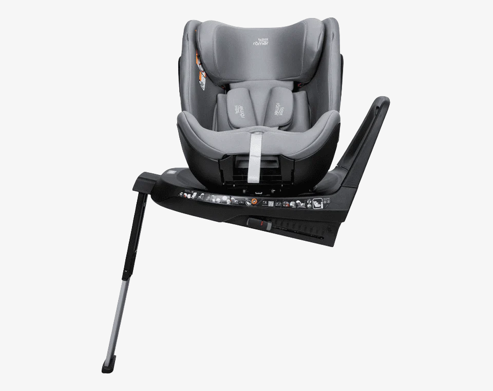 כיסא בטיחות מסתובב 360° משולב בוסטר עם גגון Swivel-Grow Max אפור