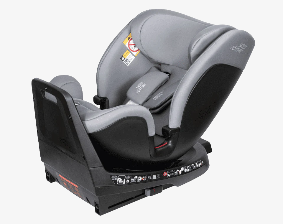 כיסא בטיחות מסתובב 360° משולב בוסטר עם גגון Swivel-Grow Max אפור