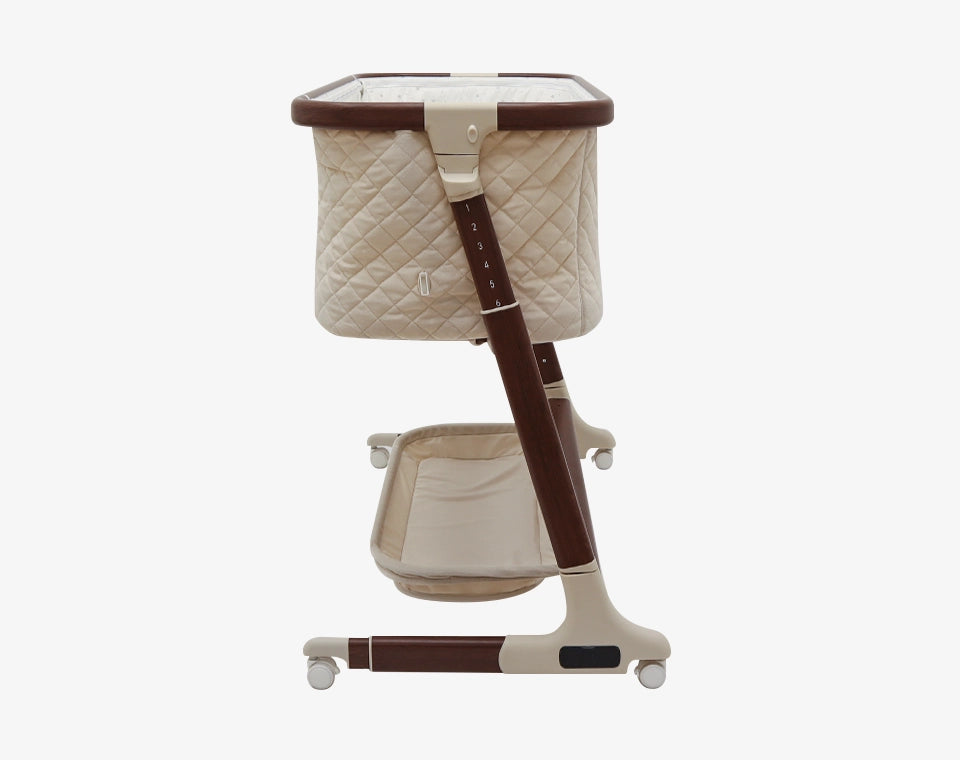 עריסה נצמדת ומתנדנדת Lola- בז׳ קטיפה מסגרת עץ