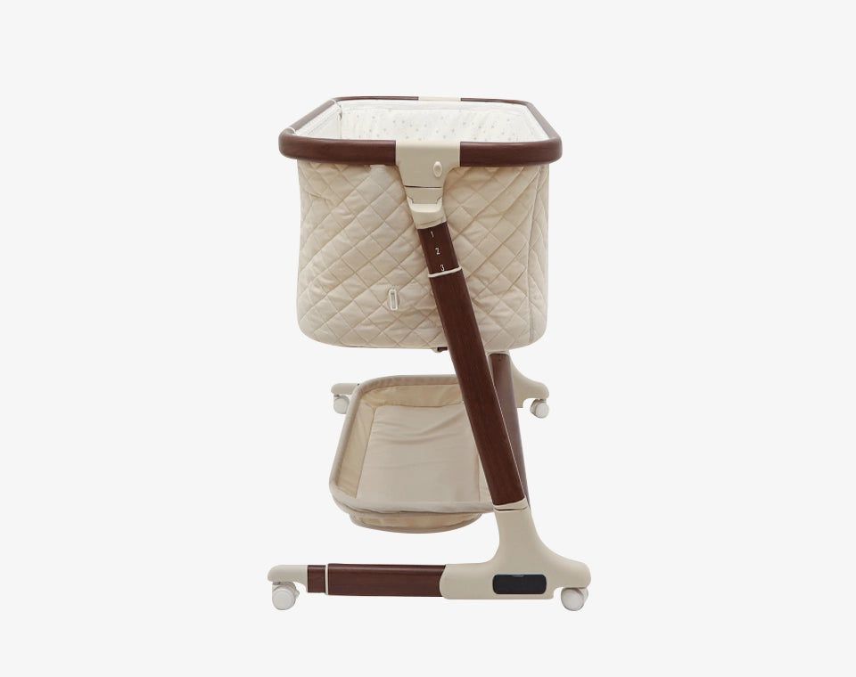 עריסה נצמדת ומתנדנדת Lola- בז׳ קטיפה מסגרת עץ